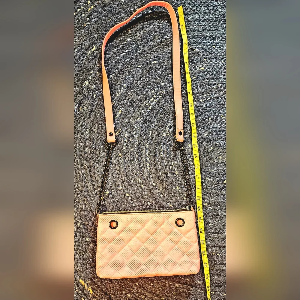 Justice Light pink quilted black chain strap crossbody purse